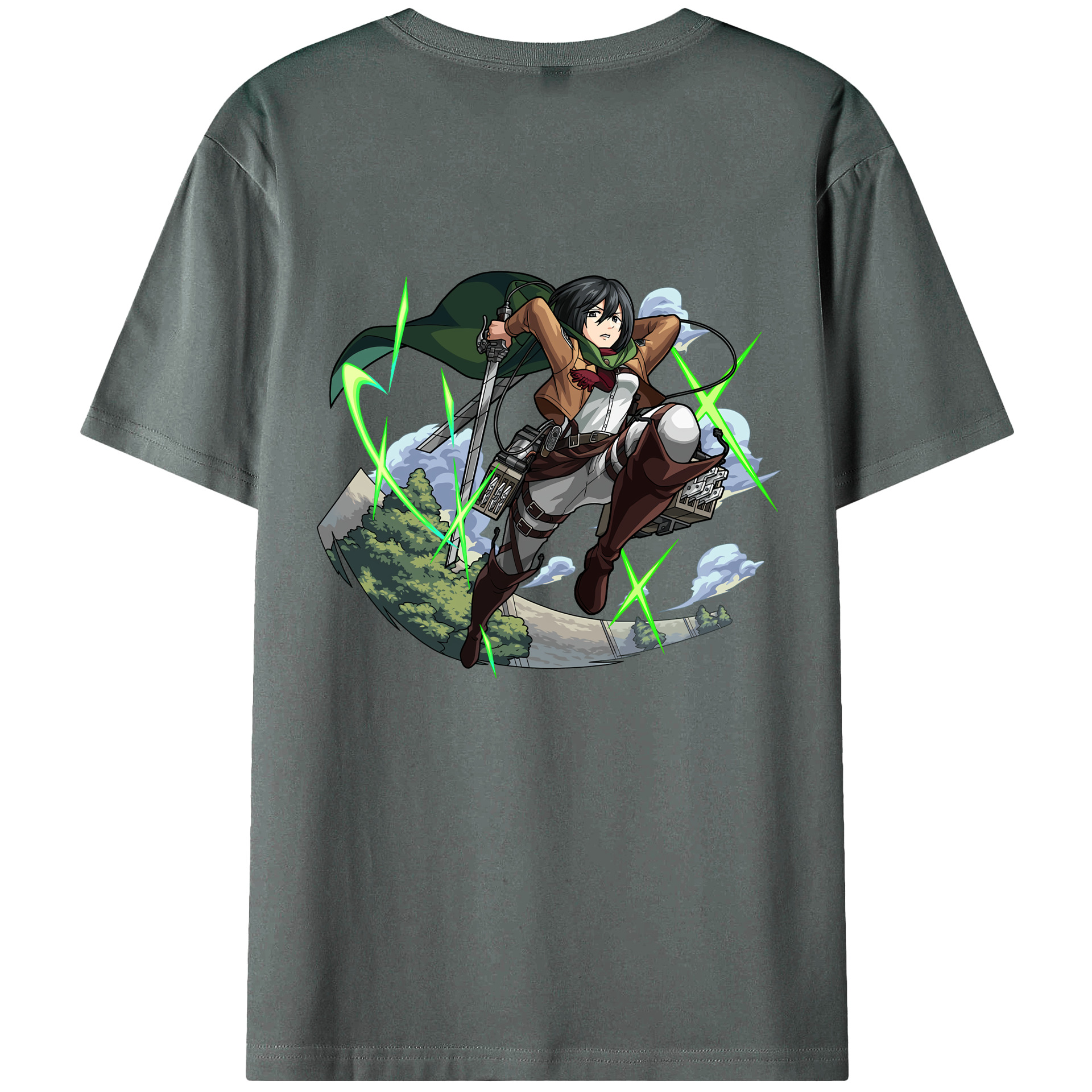 （画像用） 進撃の巨人 ミカサ·アッカーマン Attack on Titan Mikasa Ackerman 綿100％半袖Tシャツ（背面プリント）